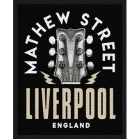 Beatles Mathew Street Liverpool Guitar Standard Woven Patch in Black