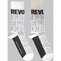 Beatles Revolver Text Outline Repeat Ankle Socks in White
