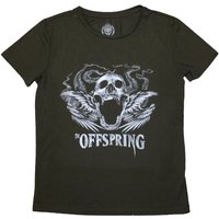 Offspring Women's Feathered Winged Skull T-Shirt in Green | Size: XL