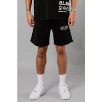 Blank Essentials Men's Cotton Blend Japanese Graphic Print Shorts in Black | Size: XL