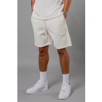 Blank Essentials Men's Cotton Blend 'Etched' Embossed Shorts in White | Size: Small