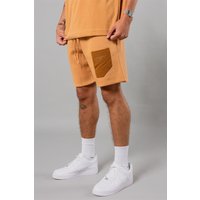 Blank Essentials Men's Cotton Blend Shorts with Pocket in Beige | Size: Medium