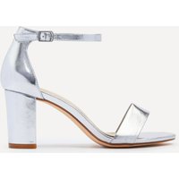 Linzi Women's Legacy Wide Fit Silver Faux Leather Closed Black Block Heel | Size: 6-Wide Fit