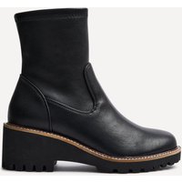 Linzi Women's Trish Black Faux Leather Wedged Heel Ankle Boot | Size: 6-Standard Fit