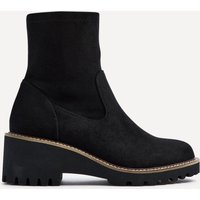 Linzi Women's Trish Black Faux Suede Wedged Heel Ankle Boot | Size: 4-Standard Fit