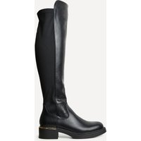 Linzi Women's Sawyer Black Faux Leather Knee High Classic Riding Boot | Size: 7-Standard Fit