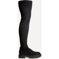 Linzi Women's Sonny Black Stretch Faux Suede Over The Knee Long Boot | Size: 4-Standard Fit