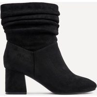 Linzi Women's Zayda Wide Fit Black Faux Suede Ruched Heeled Ankle Boot | Size: 6-Wide Fit
