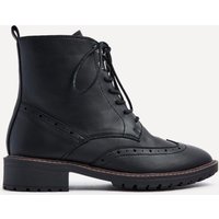 Linzi Women's Kinsley Wide Fit Black Faux Leather Lace Up Military Boot | Size: 6-Wide Fit