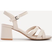 Linzi Women's Flair Nude Faux Leather Crossover Heeled Sandals in Beige | Size: 5-Standard Fit