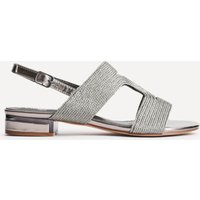 Linzi Women's Reeva Pewter Slingback Block Heel Sandals in Silver | Size: 5-Standard Fit