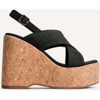 Linzi Women's Santana Black Cork Wedges | Size: 6-Standard Fit