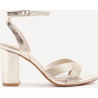 Linzi Women's City Gold Faux Leather Heeled Sandals | Size: 3-Standard Fit