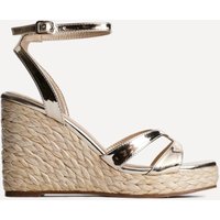 Linzi Women's Tequila Gold Crossover Espadrille Wedges | Size: 6-Standard Fit