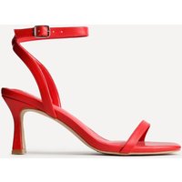 Linzi Women's Elevate Red Faux Leather Barely There Stiletto Heeled Sandals | Size: 5-Standard Fit