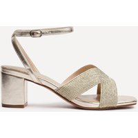 Linzi Women's Alessia Gold Woven Block Heeled Sandals | Size: 6-Standard Fit