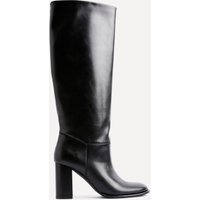 Linzi Women's Cole Black Faux Leather Pull-On High Leg Block Heeled Boots | Size: 4-Standard Fit