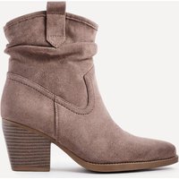 Linzi Women's Carter Mocha Faux Suede Western Inspired Ankle Boot in Brown | Size: 4-Standard Fit