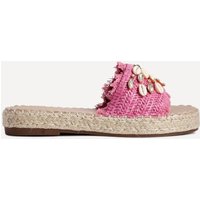 Linzi Women's Seaside Fuchsia Raffia Embellished Sliders | Size: 6-Standard Fit