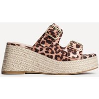 Linzi Women's Impact Leopard Print Espadrille Wedge Mules in Yellow | Size: 5-Standard Fit