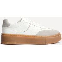 Linzi Women's Kaia White & Grey Faux Leather Trainers | Size: 4-Standard Fit