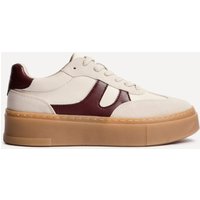 Linzi Women's Kaia Nude & Burgundy Faux Leather Trainers | Size: 6-Standard Fit