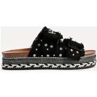 Linzi Women's Bahama Black Diamante Flatform Sandals | Size: 6-Standard Fit
