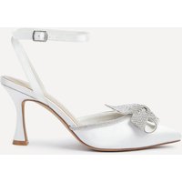 Linzi Women's Angela Bridal Ivory Satin Bow Heels in White | Size: 3-Standard Fit