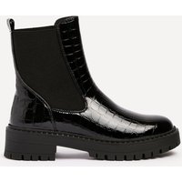 Landon Faux Croc Patent Leather Chunky Ankle Boot Standard Fit