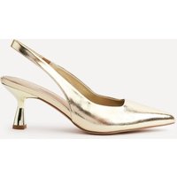 Linzi Women's Izzie Wide Fit Gold Court Heels | Size: 7-Wide Fit