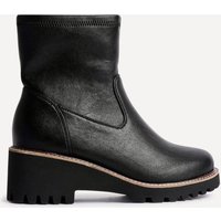Linzi Women's Pulse Wide Fit Black Faux Leather Ankle Boots