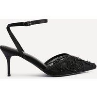 Linzi Women's Serenade Black Beaded Mesh Court Heels | Size: 8-Standard Fit