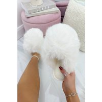Love Lemonade Women's Ultimate Cosy Fluffy Slippers in White | Size: 6