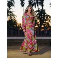 Finding Friday Women's Metallic Printed Balloon Sleeve Maxi Dress | Size: 12