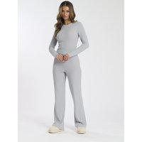 Loungeable Women's Silver Long Sleeve Top & Flare Legging Set