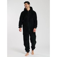 Loungeable Men's Sherpa All in One in Black | Size: 2XL