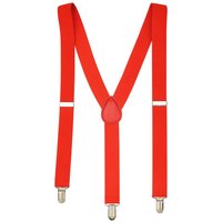 Braces Y Back Elasticated Suspenders 3 Metal Clips 25mm Wide Red