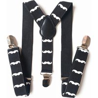 Moustache printed Y Shape Elasticated Suspenders Metal Clips Braces