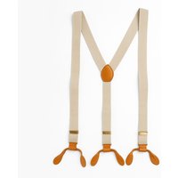 Y Shape Elasticated Suspenders Button Hole Braces 25mm Wide Beige