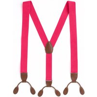 Neel Blue Y Shape Elasticated Suspenders Button Hole Braces, 25mm Wide in Pink