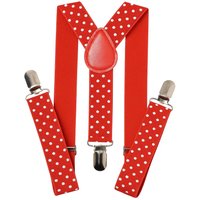 Y Shape Elasticated Suspenders Metal Clips Braces Red