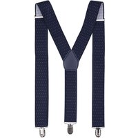 Neel Blue Men's Y Shape Elasticated Suspenders Metal Clips Braces, 35mm Wide in Navy