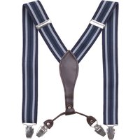 Y Shape Elasticated Suspenders Metal Clips Braces Stripe