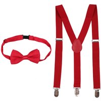 Braces Bow Tie Set Fully Elasticated Y Shape Suspender 25mm Wide Burgundy Years
