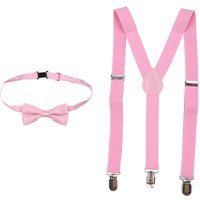 Braces & Bow Tie Set Fully Elasticated Y Shape Suspender 25mm Wide Light Pink Years