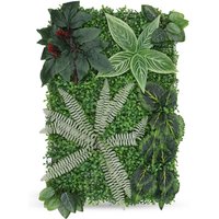 Neel Blue Artificial Hedge Panels Green Grass Wall Backdrop, Tropical Leaf