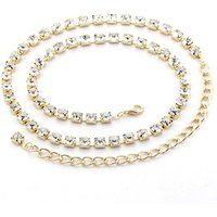 Neel Blue Women's Waist Chain Belt, 1 Row in Gold