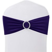 Neel Blue Spandex Chair Band with Slider Buckle, Stretchy Chair Cover Band Sash in Plum