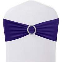 Neel Blue Spandex Chair Band with Slider Buckle, Stretchy Chair Cover Band Sash in Purple