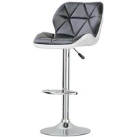 Neel Blue Modern Barstool, PU Leather Swivel Height Adjustable Chair - Black